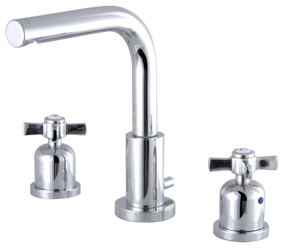 Fauceture Widespread Bathroom Faucet With Brass Pop-Up, Polished Chrome