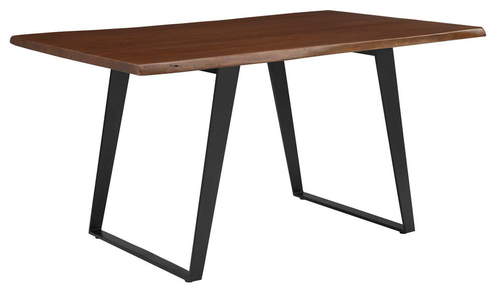 Astound 60" Live Edge Acacia Wood Dining Table, Black Walnut