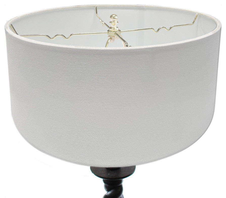 Hardback Shallow Drum Lampshade White Linen Fabric, 14x14x7