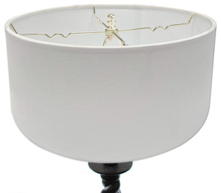 Hardback Shallow Drum Lampshade White Linen Fabric, 14x14x7