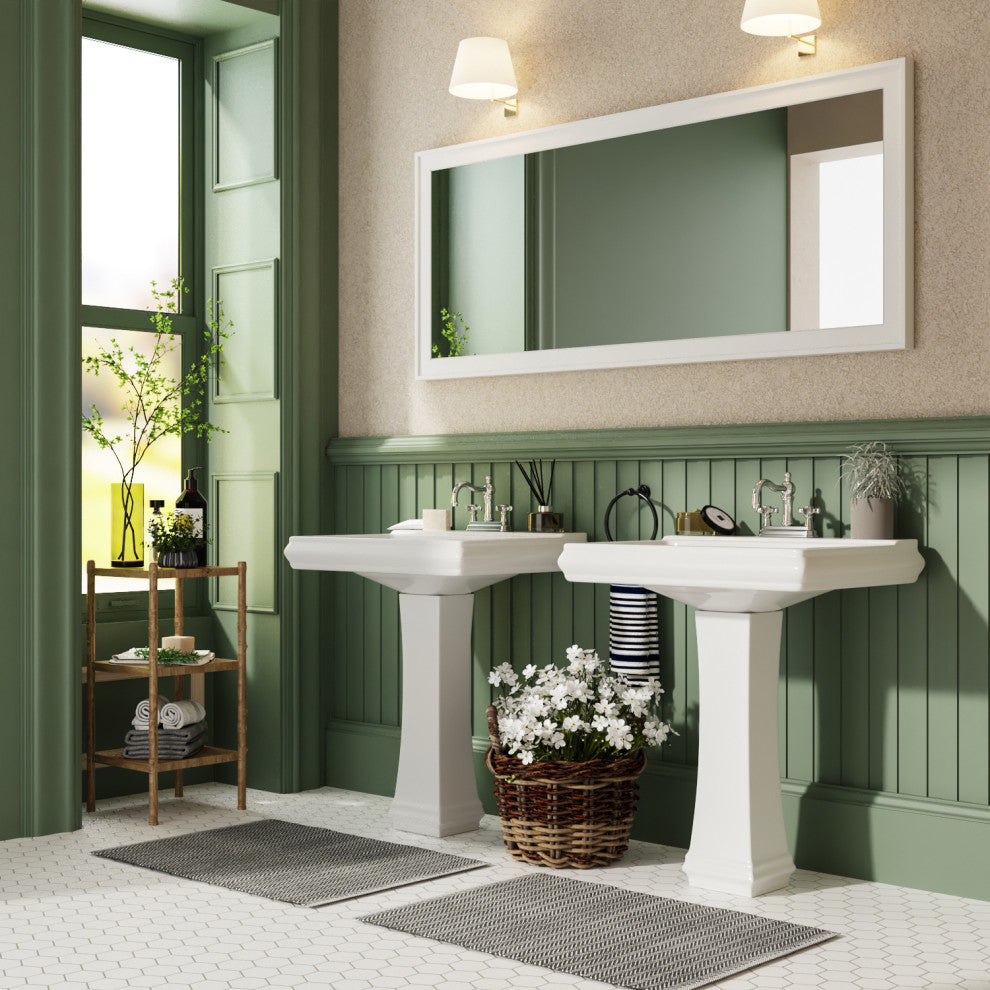 Apex 26 1/2" Tall White Vitreous China Rectangular Pedestal Bathroom Sink