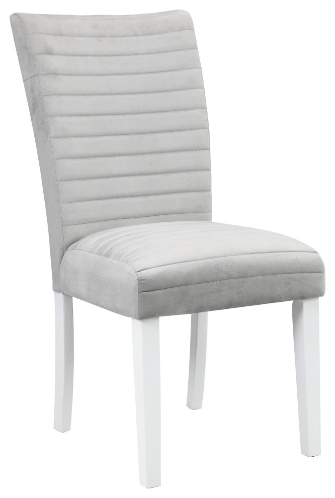 ACME Elizaveta Side Chair, Set of 2, Gray Velvet, Faux Diamond, White High Gloss