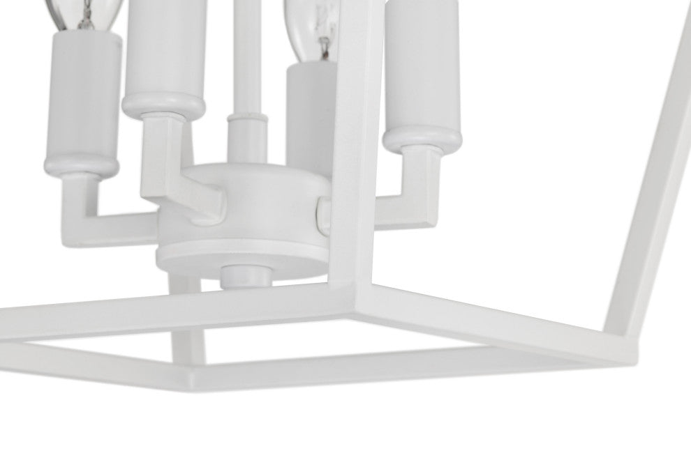 12 in. 4-Light Farmhouse White Semi- Flush Mount Ceiling Light With Caged Shade