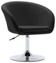 Minimalist Swivel Barrel Chair, Black-Pu