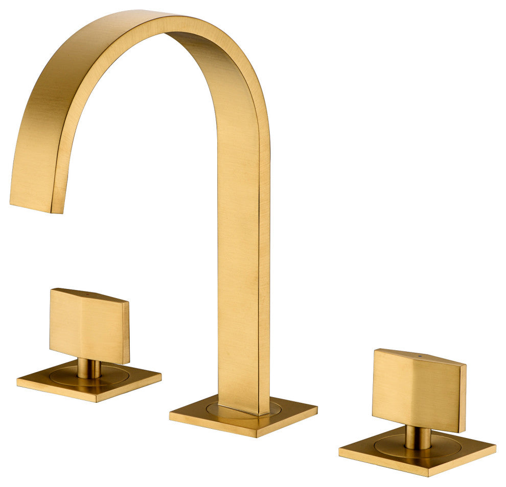 Luxier WSP05-T 2-Handle Widespread Bathroom Faucet with Drain, Brushed Gold