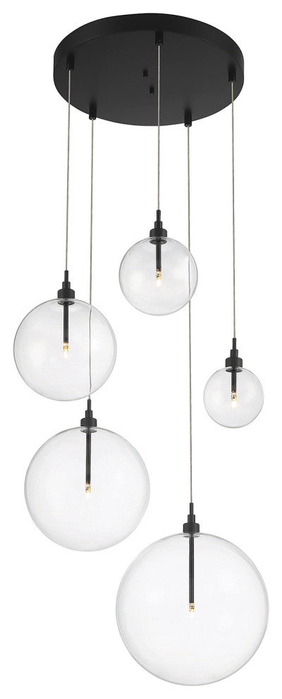5-Light Pendant in Natural Brass, Oil Rubbed Bronze