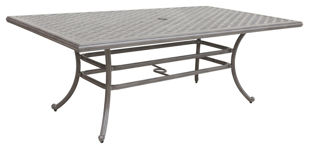 Carlsbad Cast Aluminum 7-Piece Rectangular Dining Set, Heritage Grey/Sand Dollar