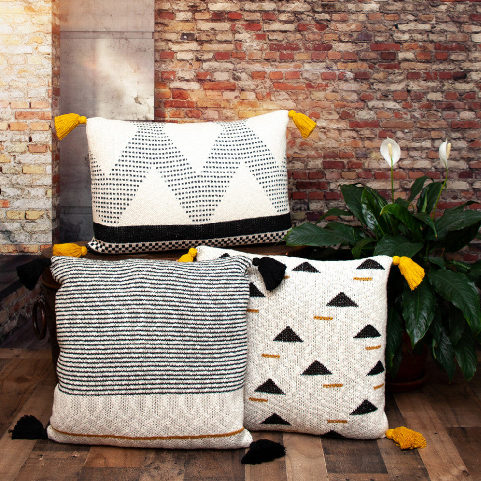 Parkland Collection Theo Transitional Beige Throw Pillow