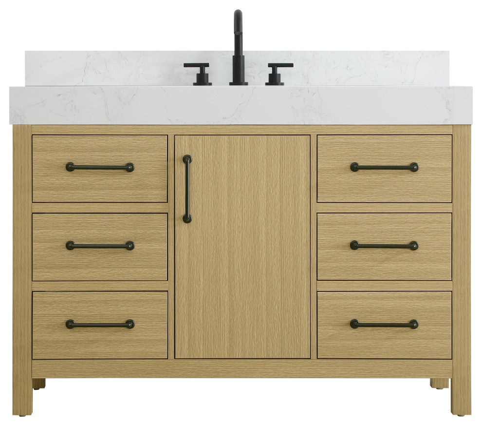 Home Living 48" Single Bathroom Vanity, Honey Brown With Backsplash