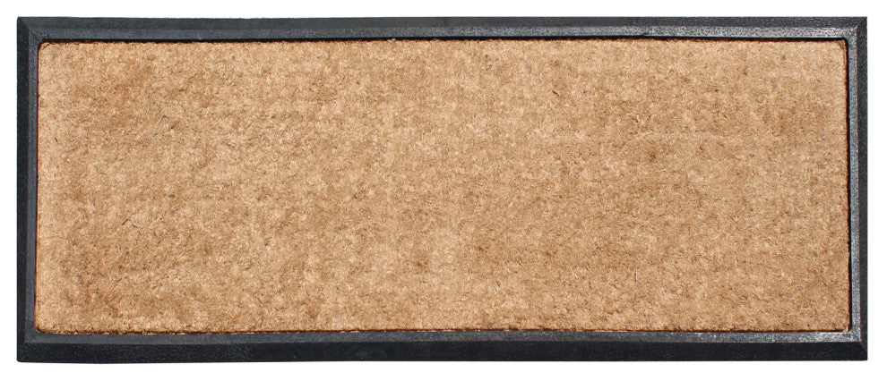 A1HC Natural Coir and Rubber Large Door Mat, Black Border Molded Coir 18"x48"