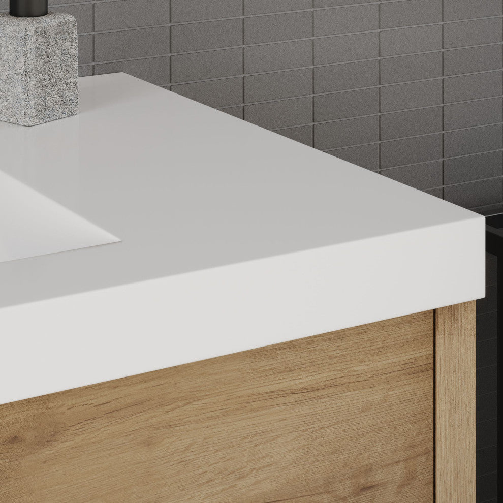 The Daria Bathroom Vanity, White Oak, 42", Single Sink, Wall Mount