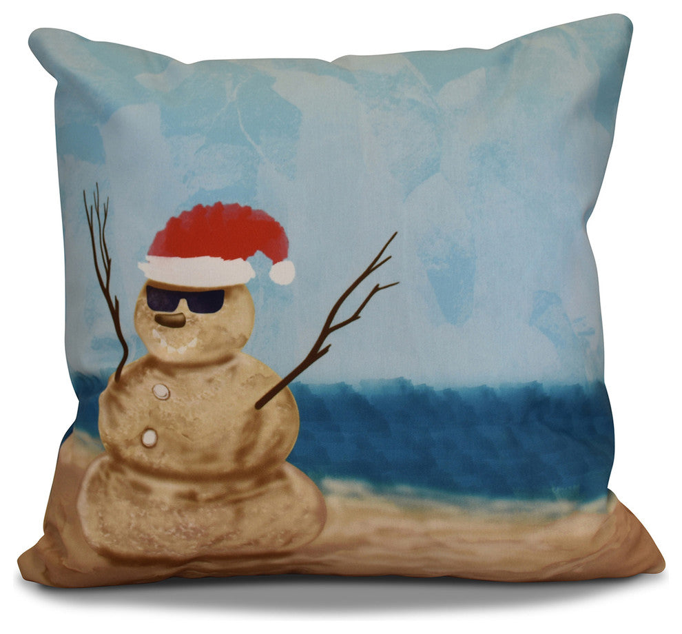 Decorative Outdoor Holiday Pillow Geometric Print, Taupe, 18"x18"