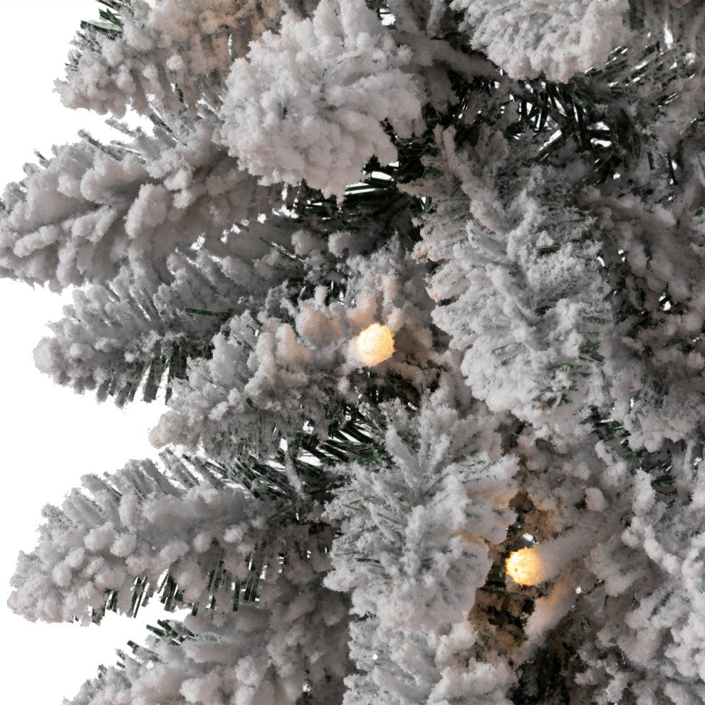 2-Pack 9' Pre-Lit Snow Flocked Christmas Garland, With Warm White LED Lights