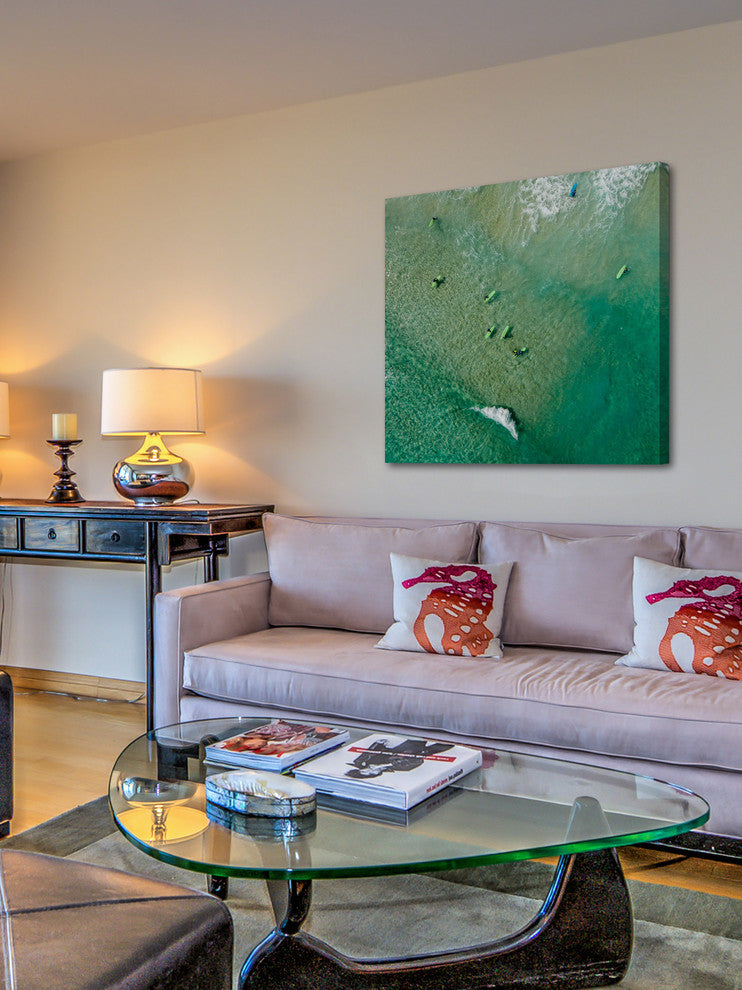 "Green Boards" Wrapped Canvas Print by Karolis Janulis