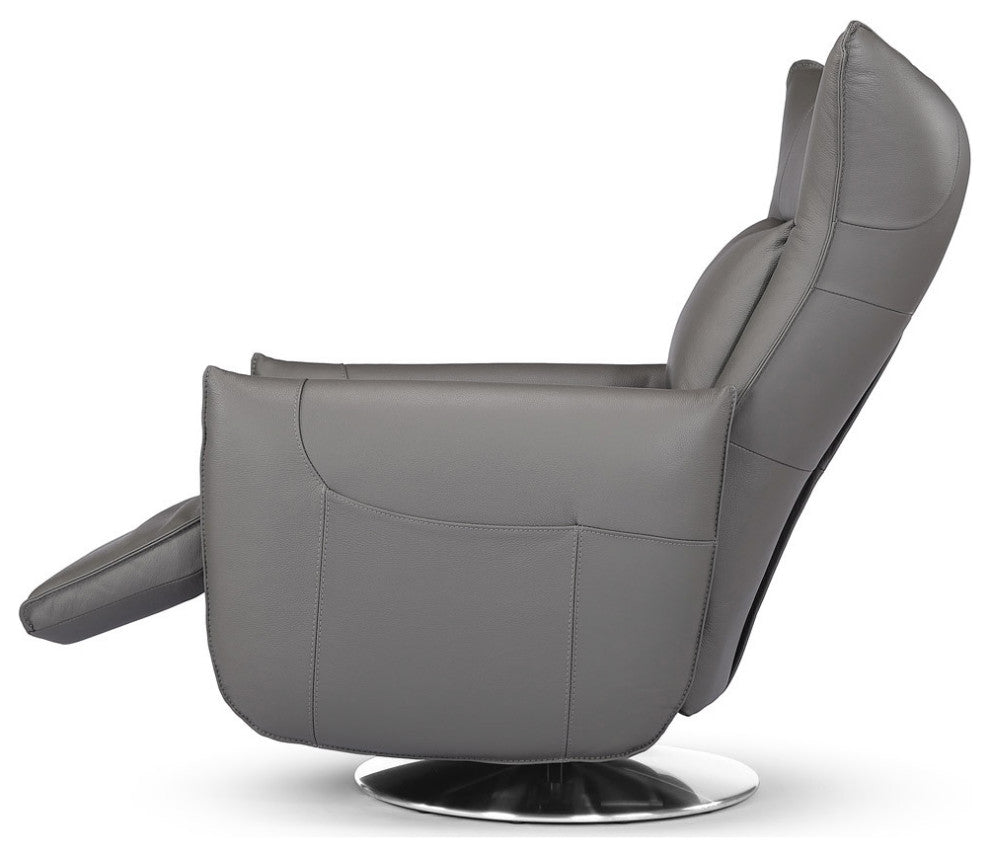 Hyland Reclining Chair with Swivel Base and Top Grain Leather