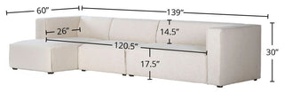 Premium Modular Upholstered Sectional, Beige, Left Arm Facing