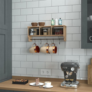 Daly Wall Mounted 24"Solid Pine Wood Coat Rack, Rustic Brown