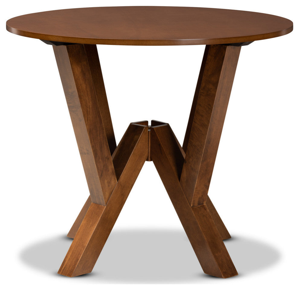 Alisa Walnut Brown 35" Wide Round Wood Dining Table