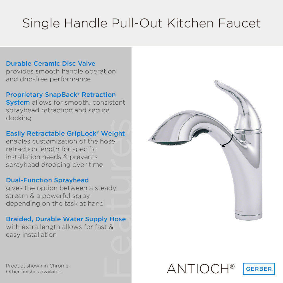 Antioch Single Handle Pull-Out Kitchen Faucet Chrome, Stainless Steel