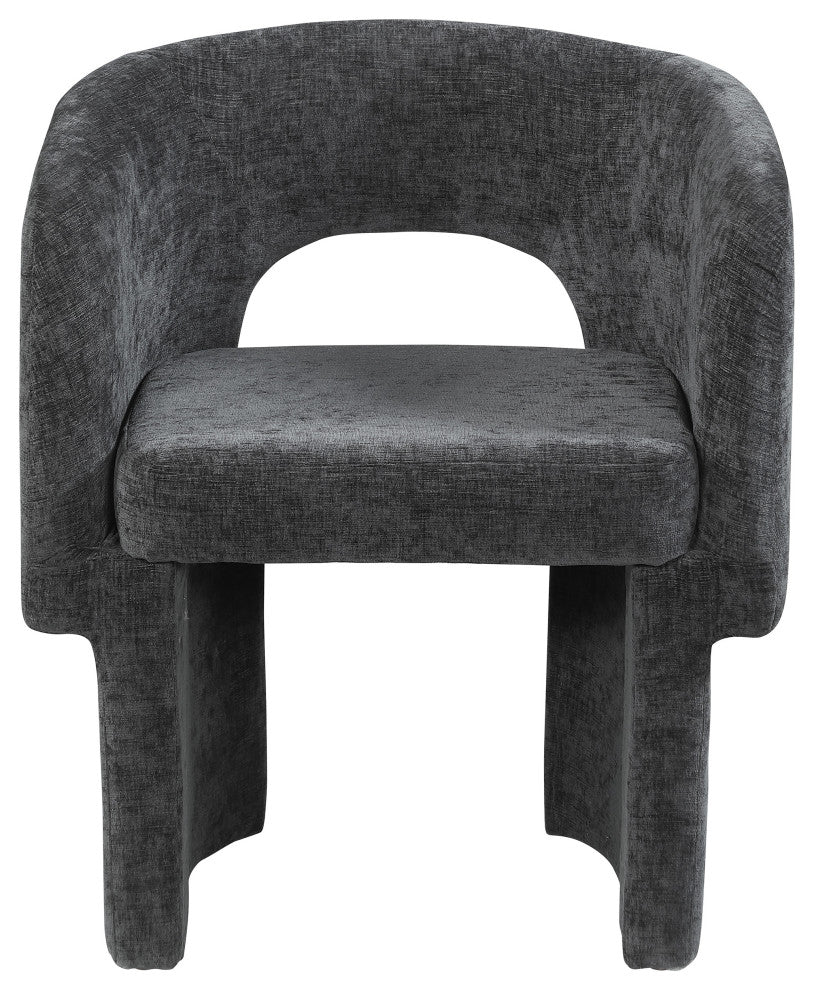 Emmet Boucle Fabric Dining Chair / Accent Chair, Black, Chenille Fabric
