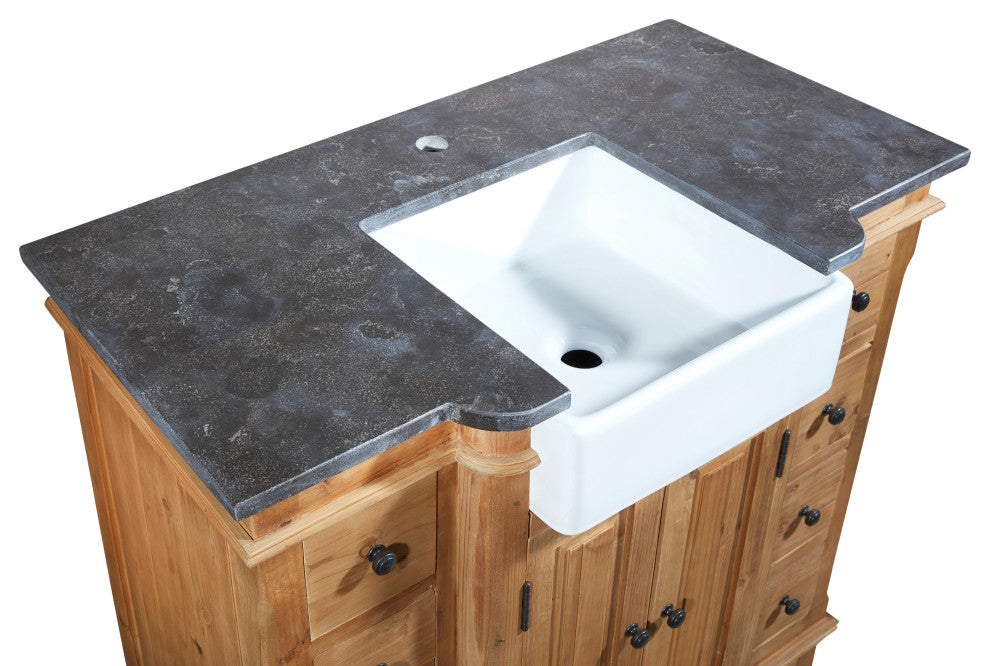 38" Reclaimed Pine Single Bath Vanity with Farmhouse Sink