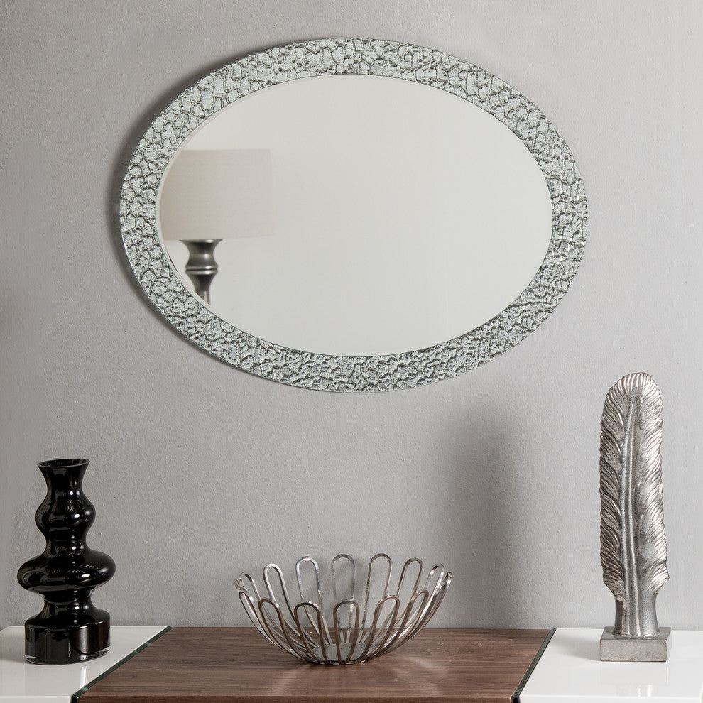 Jewel Oval Frameless Mirror 31.5"x23.6" Oval Wall Mirror