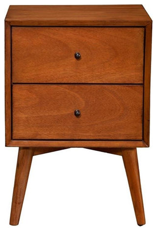 Flynn Mid Century Modern 2 Drawer Nightstand, Acorn