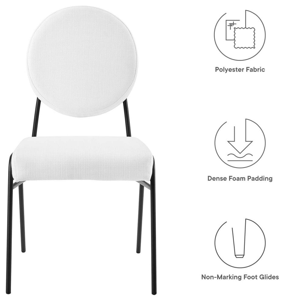 Craft Upholstered Fabric Dining Side Chairs, Set of 2, Black White