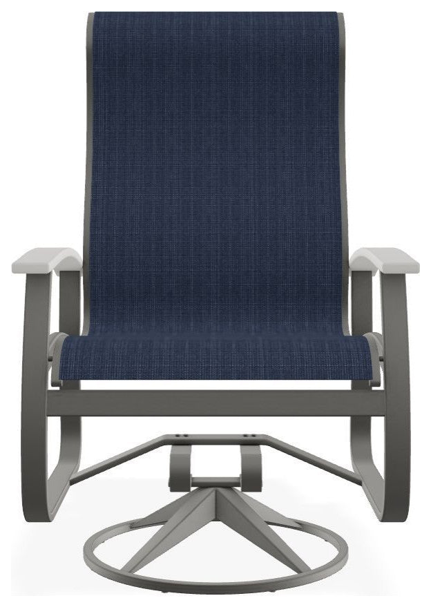 Belle Isle Sling Outdoor Swivel Rocker, Mavi/Snow