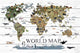 "World Map of Animals" Painting Print on White Wood, 36x24