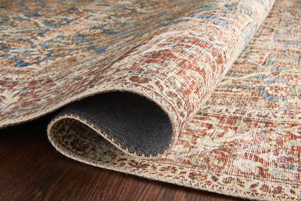 Ocean, Rust Printed Polyester Layla Area Rug by Loloi II, 7'-6"x9'-6"