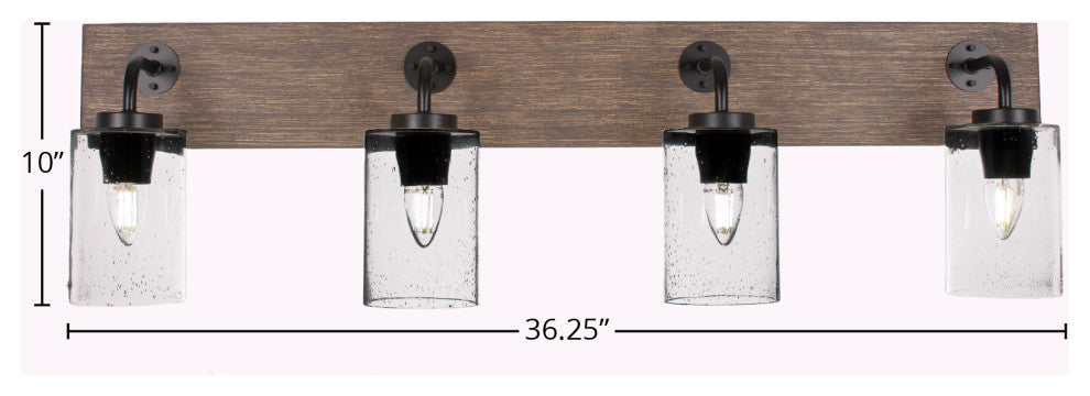 Oxbridge Bath Bar, Matte Black & Painted Distressed Metal, 6.25" Clear Bubble