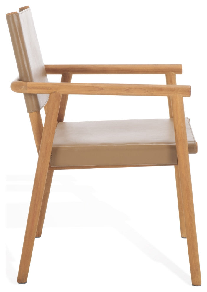 Safavieh Couture Hutson Leather Dining Chair, Brown/Natural