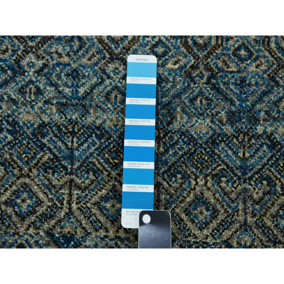 Yale Blue Kohinoor Herat Design 100% Wool Hand Knotted Runner Rug 2'6"x12'
