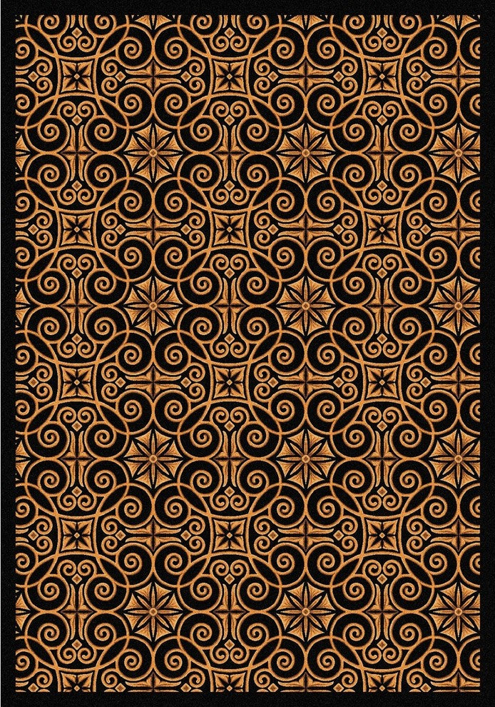 Any Day Matinee Rug, Antique-Style Scroll, Black, 5'4"x7'8"
