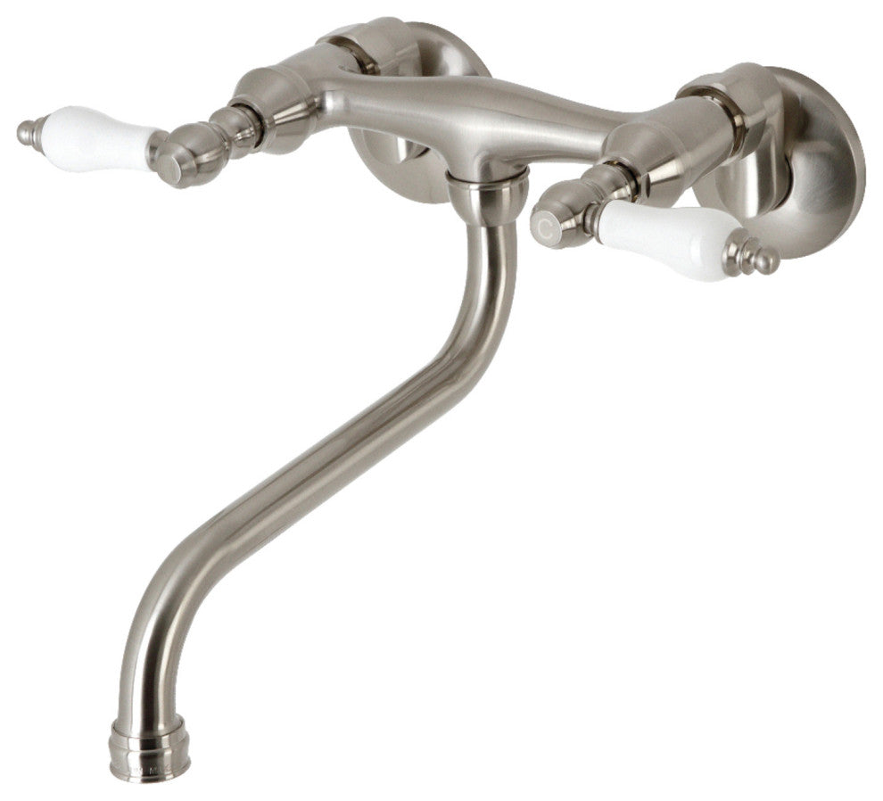 Kingston Brass KS515SN Wall Mount Bathroom Faucet, Brushed Nickel