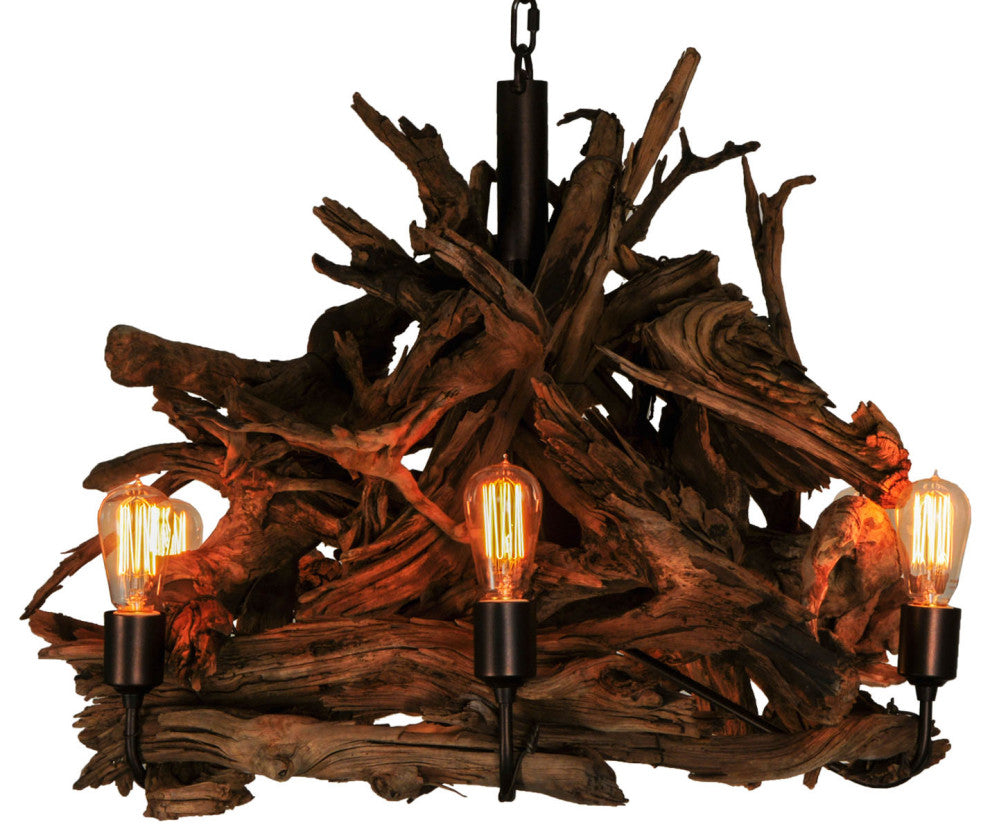 30 Wide Driftwood 7 Light Chandelier