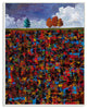 Abstract Texture Autumn Trees in the Sky Oversized Wall Plaque Art, 12.5"x18.5"