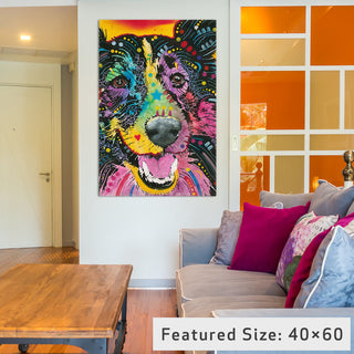 "Smiling Collie" by Dean Russo, 26x18x1.5"