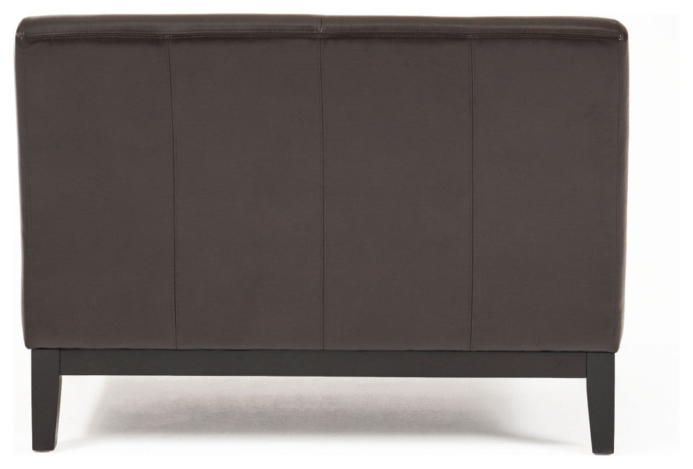 Nathan Contemporary Bonded Leather Upholstered Loveseat, Brown