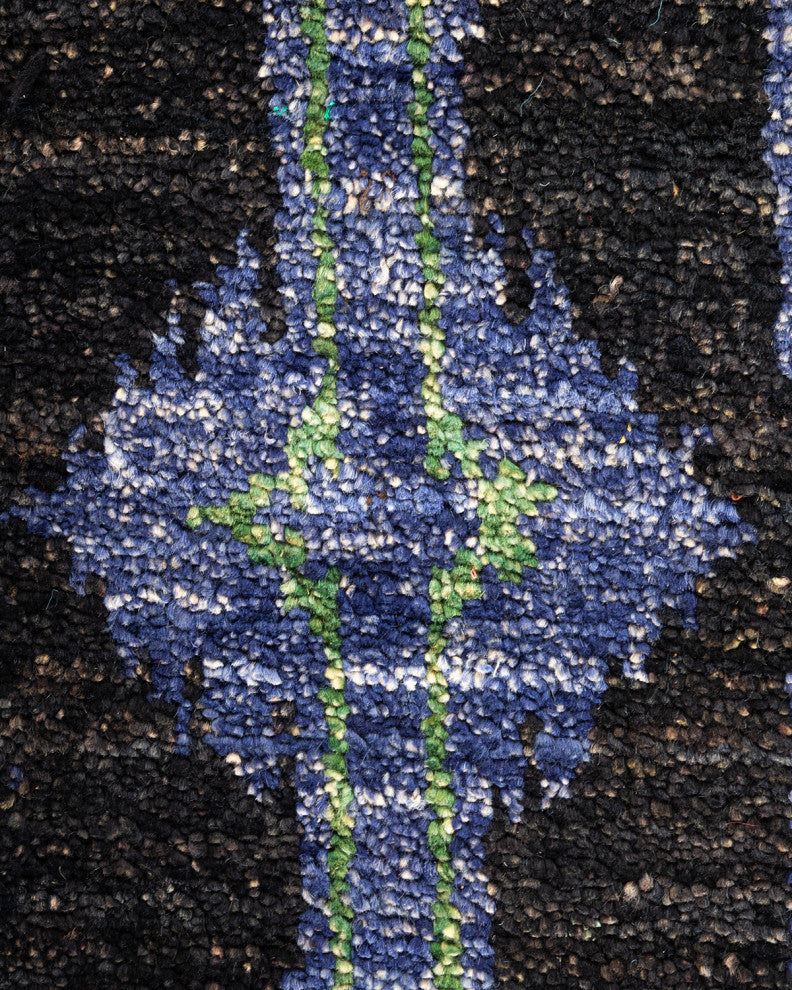 Modern, One-of-a-Kind Hand-Knotted Area Rug Blue, 2'7"x10'3"