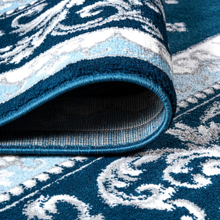 Acanthus French Border, Navy/Blue, 3'x5'