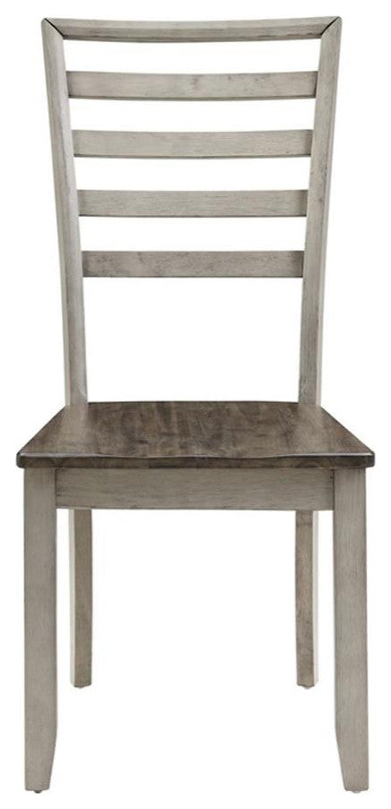 Bowery Hill Farmhouse / Country Two-tone Smokey Alabaster and Brown Side Chair