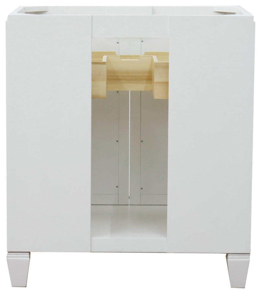 31" Single Sink Vanity, White Finish With Gray Granite With Round Sink