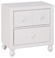 Modern Farmhouse Nightstand, Turned Bun Feet & Smooth Gliding Drawers, White, White