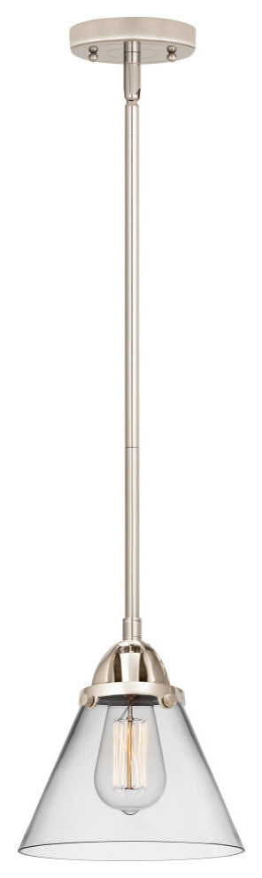 Large Cone Mini Pendant, Polished Nickel, Clear, Clear