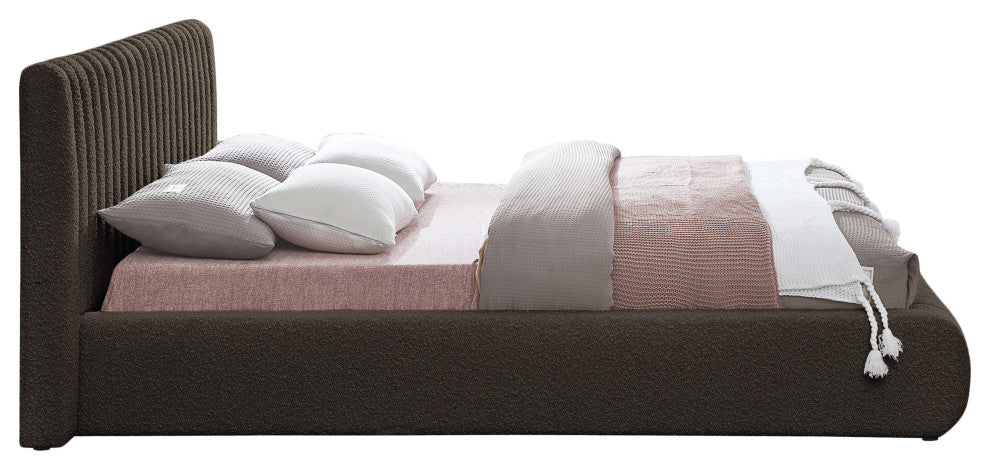 Nash Boucle Fabric Upholstered Bed, Brown, Queen