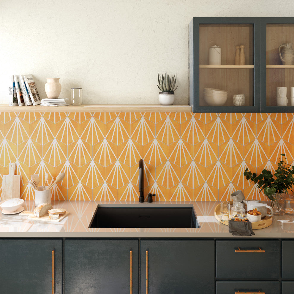 Horizon Dusk Hex Mostaza Porcelain Floor and Wall Tile