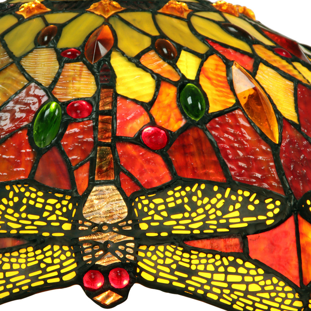 Empress Tiffany-Style Dark Bronze 3 Light Double Lit Table Lamp 16" Shade