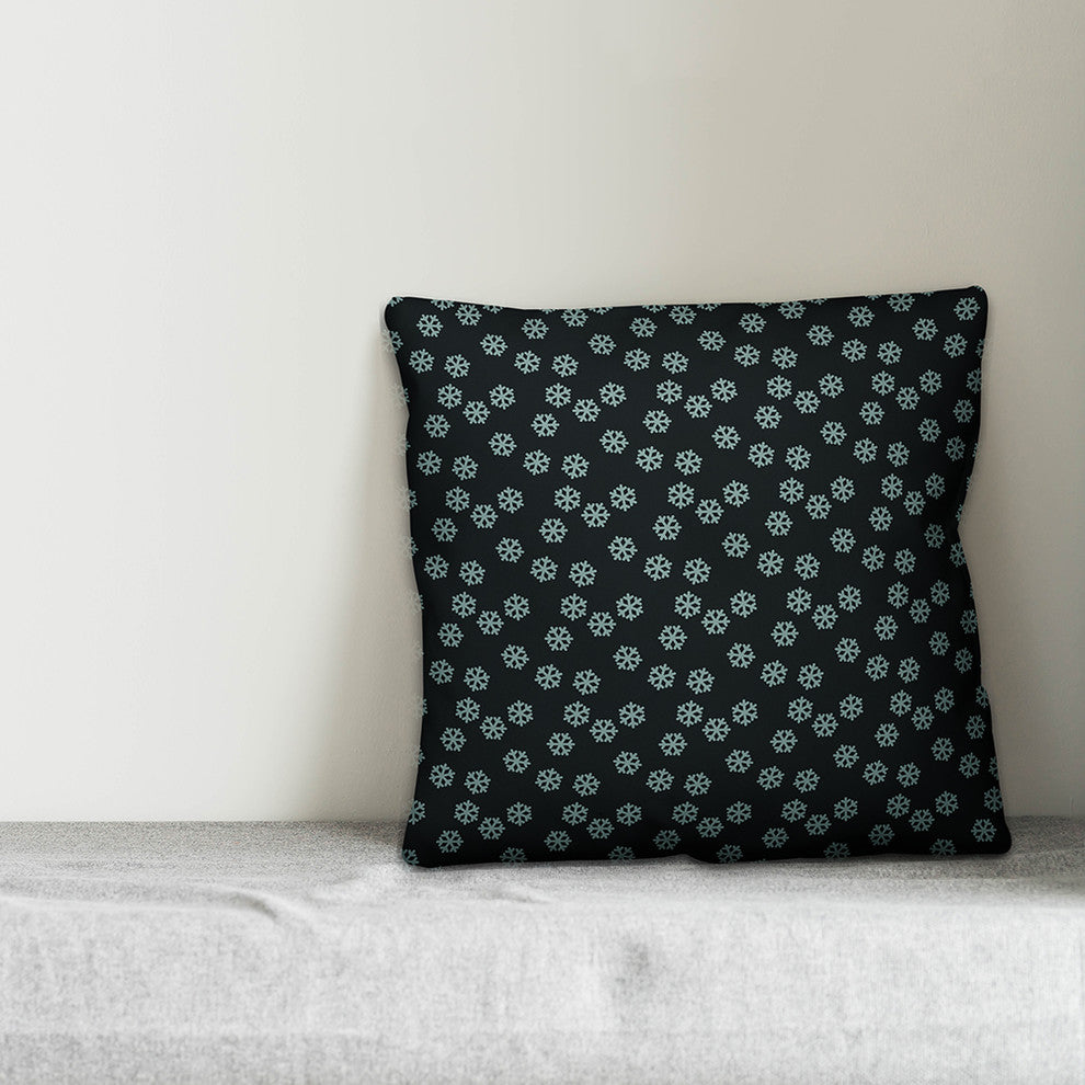 Blue Snowflakes Pattern Throw Pillow, 18"x18"